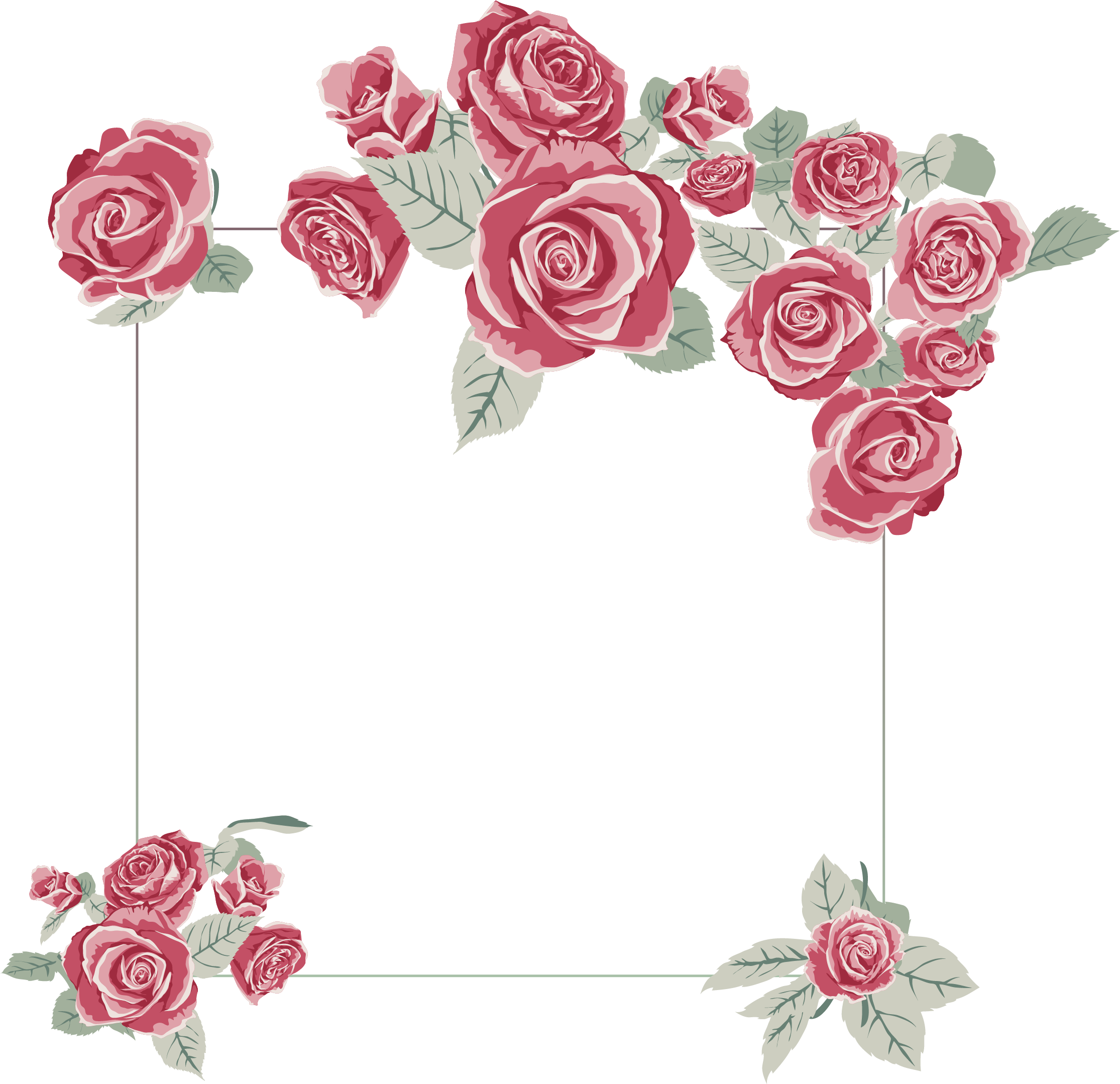Rose Frame Png - รูป ดอก กุหลาบ ทำ การ์ด (2230x2158), Png Download