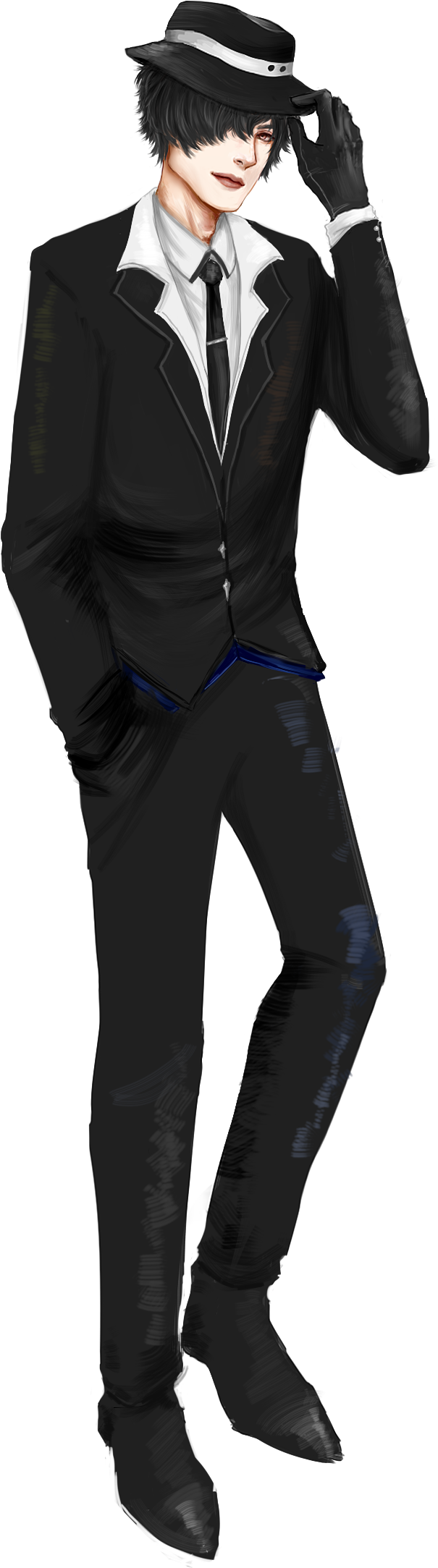 Cartoon Colored Full Body - Tuxedo (1000x2300), Png Download