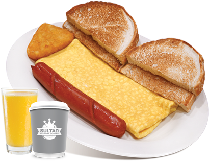 Omelette Egg • - Full Breakfast (566x355), Png Download