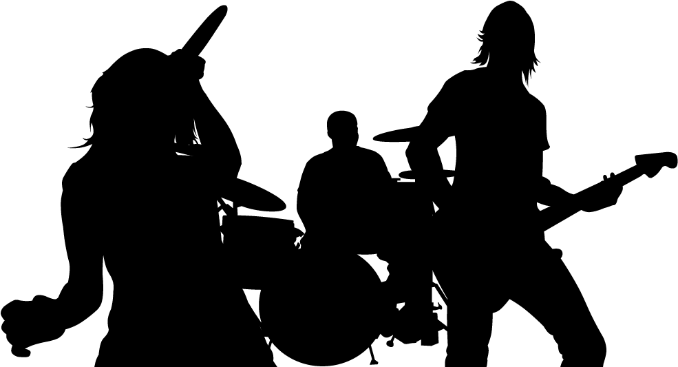 Dancer - Rock Band Silhouettes (1000x538), Png Download