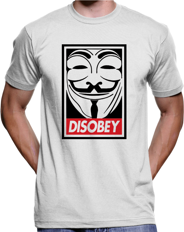 Guy Fawkes Mask Disobey T-shirt / Hoodie - Free Tommy Robinson T Shirts (936x936), Png Download