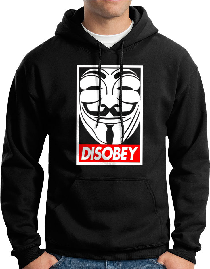 Guy Fawkes Mask Disobey T-shirt / Hoodie - Free Tommy Robinson T Shirts (936x936), Png Download