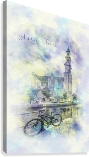 Amsterdam Prinsengracht Watercolor Canvas Print - Melanie Viola Drawing (289x511), Png Download