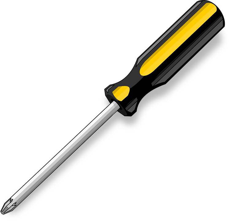 Black, Yellow, Screwdriver, Grey, Driver, Screws, Screw - Screw Driver (640x617), Png Download