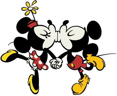 Kissing Clipart Disney - New Ladies Mickey And Minnie Mouse Quartz Watch (399x330), Png Download