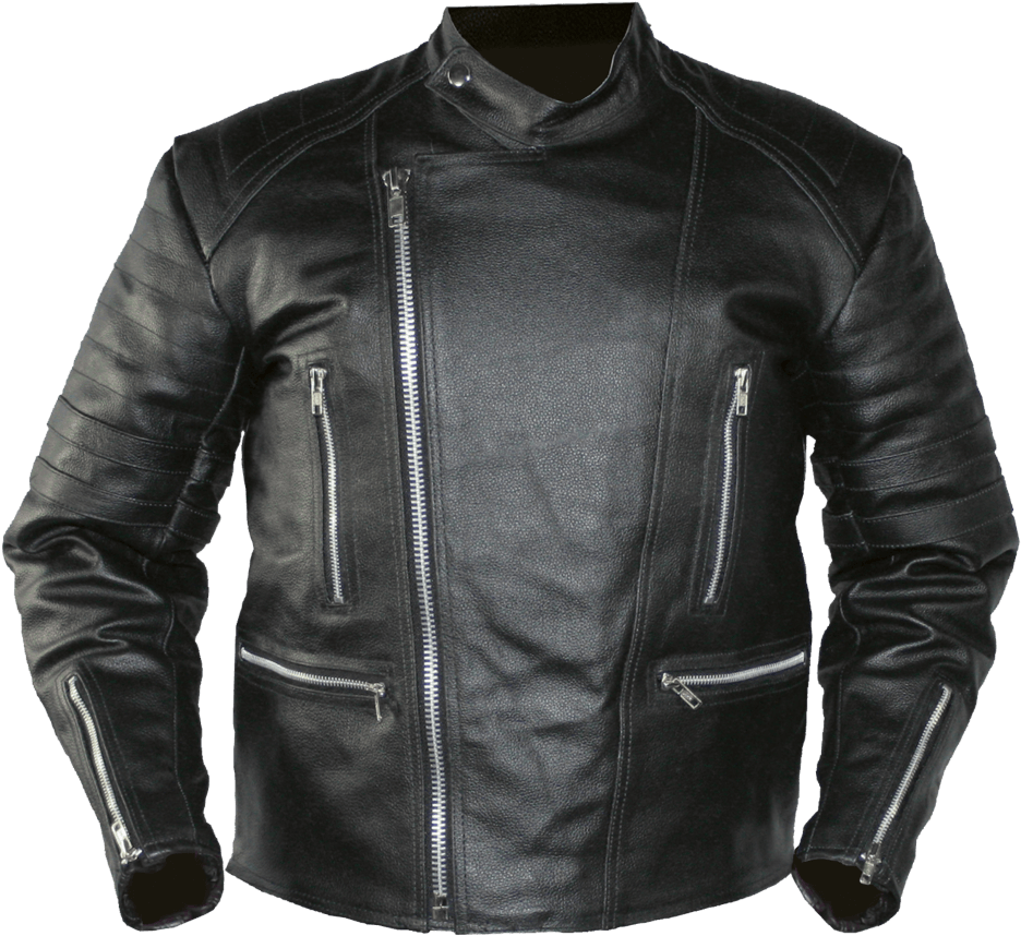 Black Leather Jacket - Leather Coat Png (1000x945), Png Download