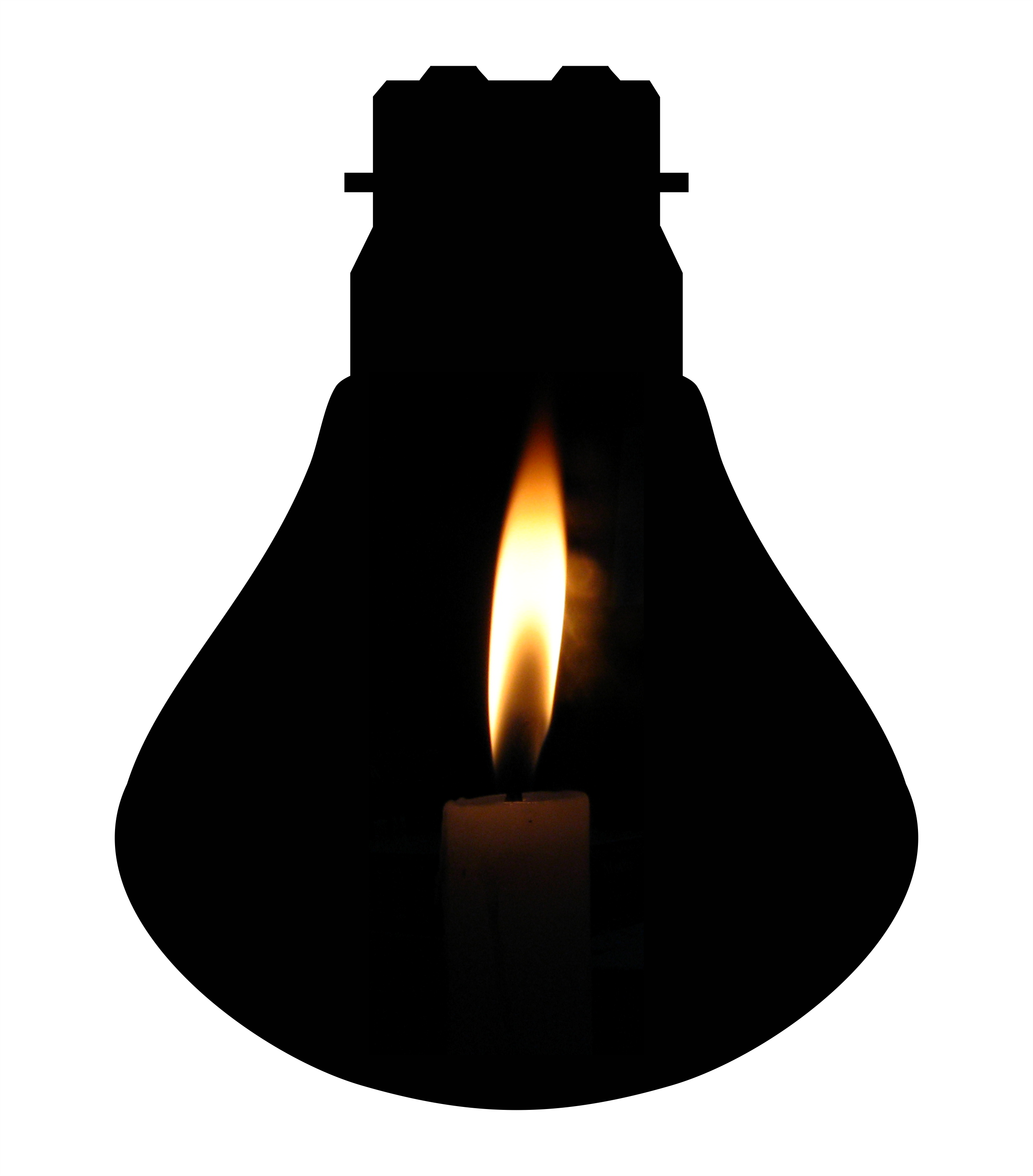 Candle In Incandescent Light Bulb - Incandescent Light Bulb (2452x2792), Png Download