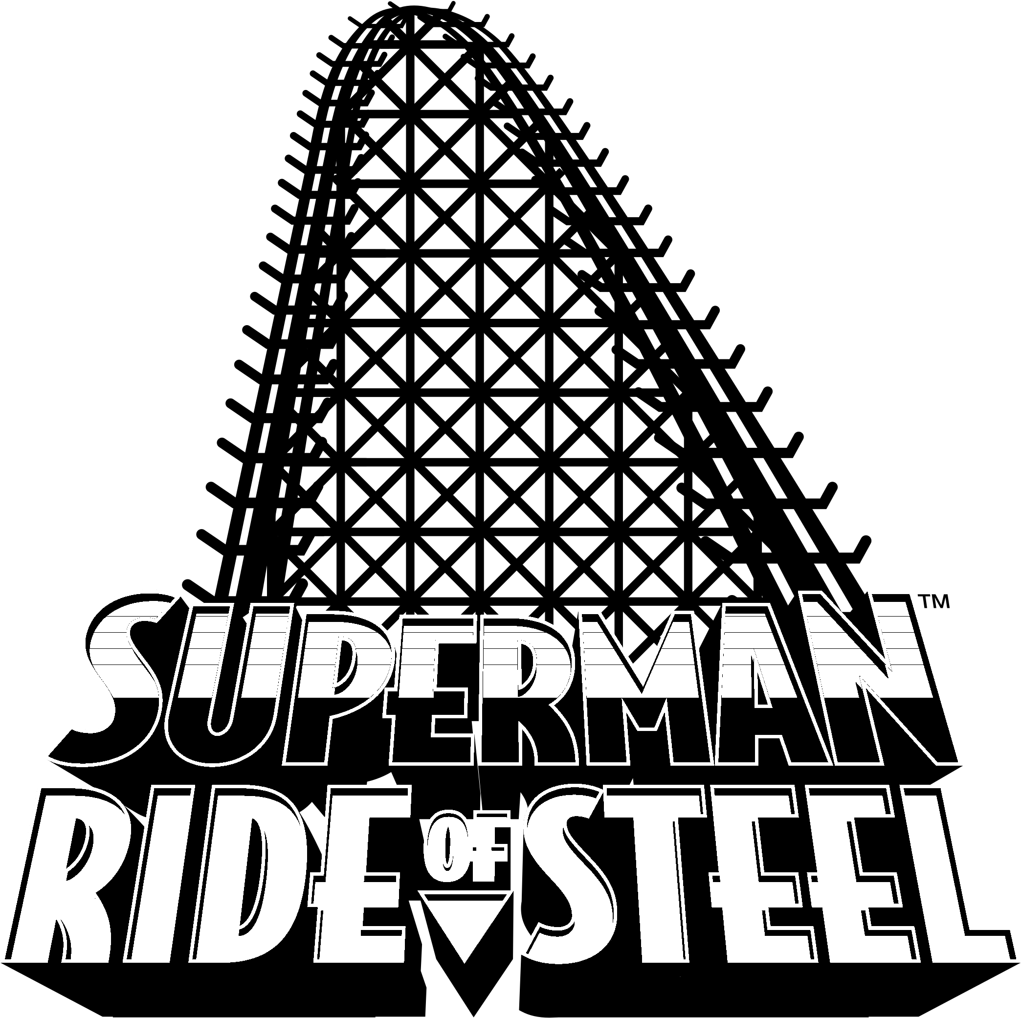 Superman Ride Of Steel Logo Black And White - Illustration (2400x2400), Png Download