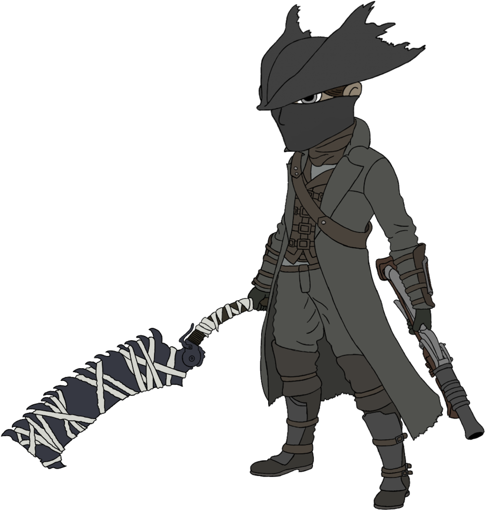 Bloodborne Transparent Anime Clip Freeuse - Bloodborne Hunter Png (1024x1094), Png Download