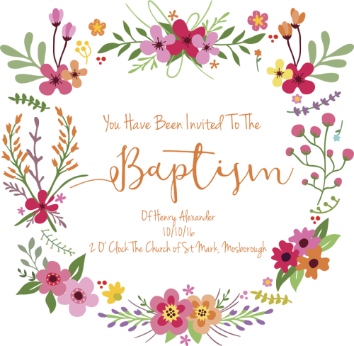 Template For The Floral Girls Baptism Invitations Design - Floral Clipart Png Free Download (500x488), Png Download