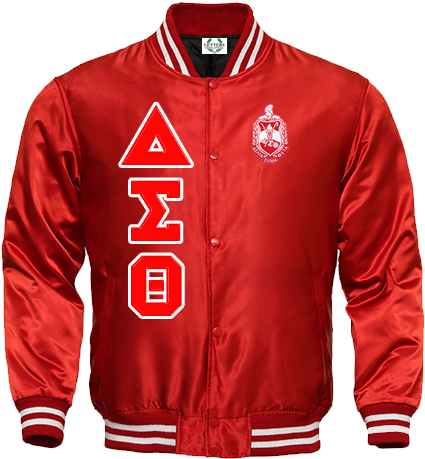 Delta Sigma Theta Embroidered Satin Baseball Bomber - Delta Sigma Theta Bomber Jackets (558x558), Png Download