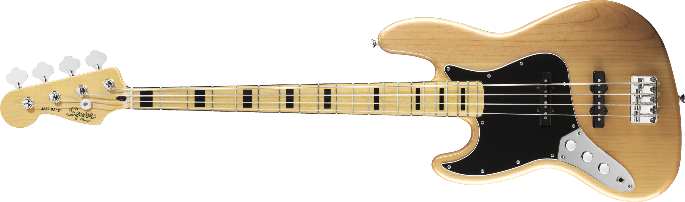 Squier Vintage Modified Jazz Bass '70s - Squier Vintage Modified Jazz Bass '70s - Natural (left (2400x709), Png Download