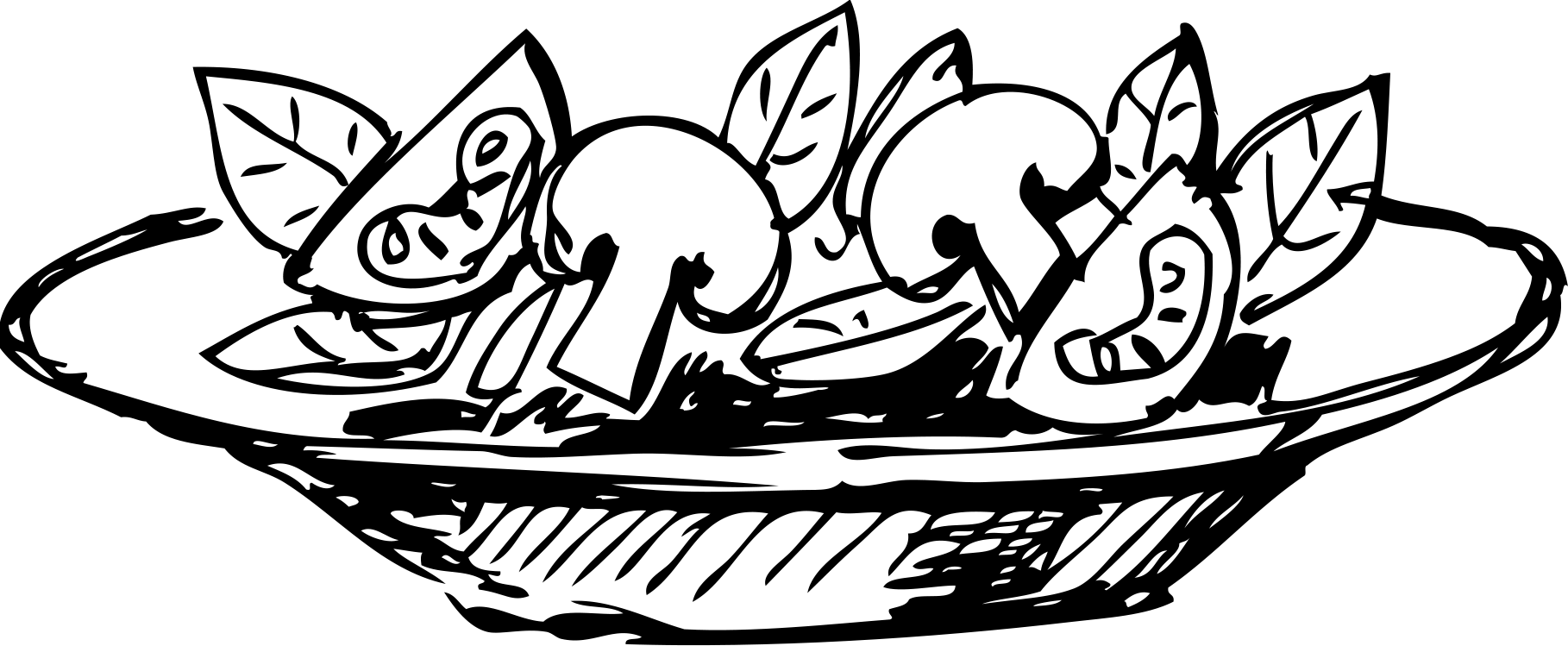 Pizza Clipart Salad - Chicken Salad Black And White (1818x749), Png Download