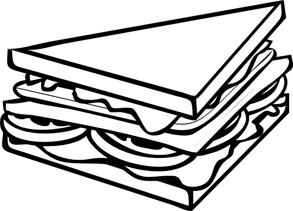 Pizza Clipart Line Drawing - Clipart Sandwich (600x432), Png Download