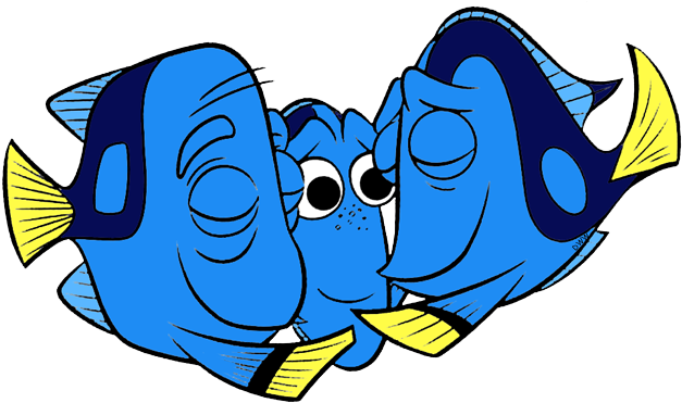 Dory And With Her Parents Crafts Finding Dory - Dory Jenny And Charlie (636x379), Png Download