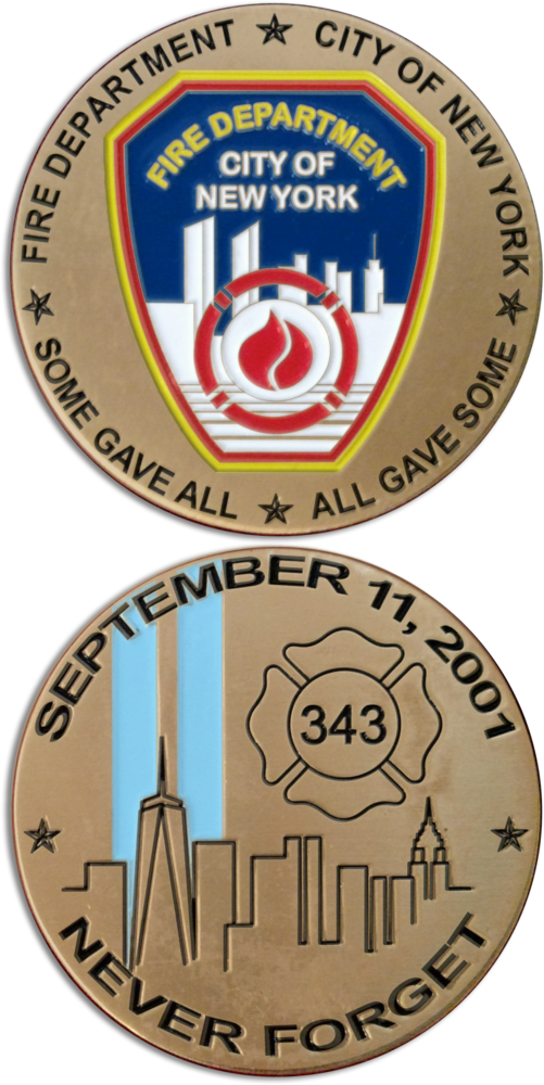 9-11 15th Anniversary Coin - Fdny Red Lapel Pin With Card (501x1000), Png Download
