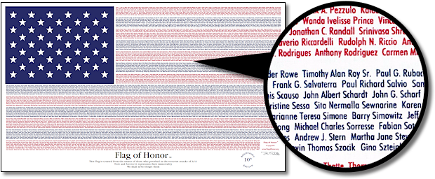 9-11 Memorial Flag Of Honor - American Flag Of Honor (630x265), Png Download