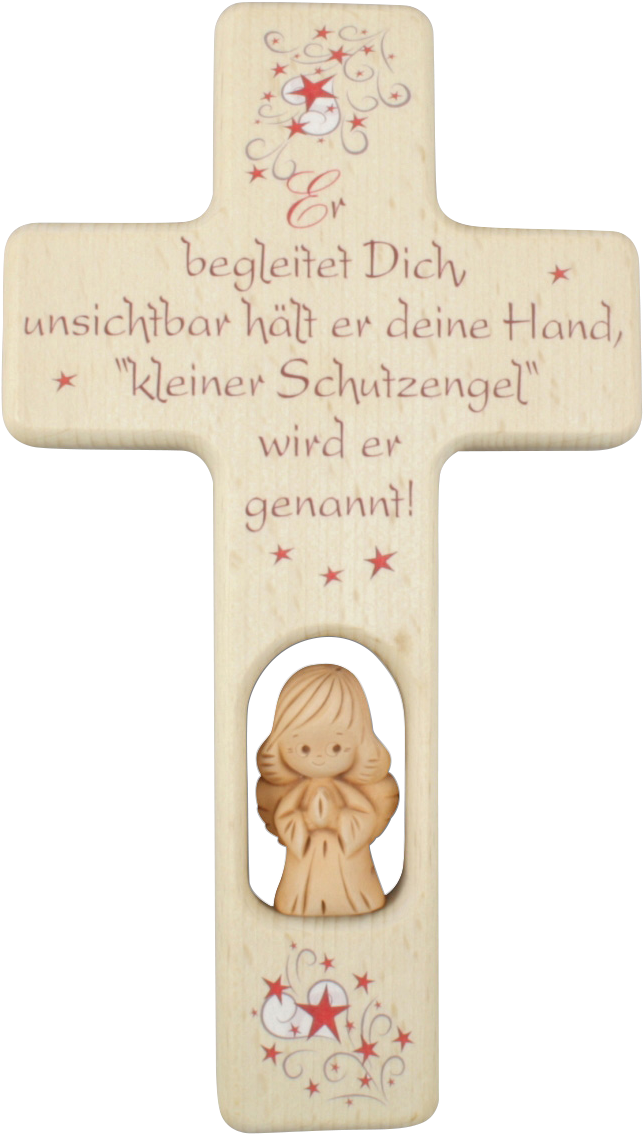 Wood Cross With Angel - Cross (732x1200), Png Download