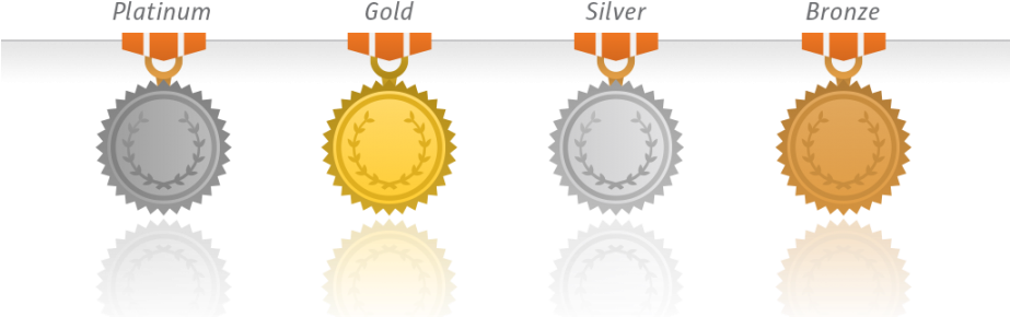 Trek Insurance Group Metallic Levels For Individuals - Gold Silver Bronze Tier (922x360), Png Download