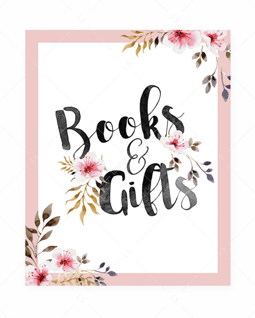 Books And Gifts Table Sign With Pink Flowers By Littlesizzle - Big Is Mommy's Belly Free Printable (819x1024), Png Download