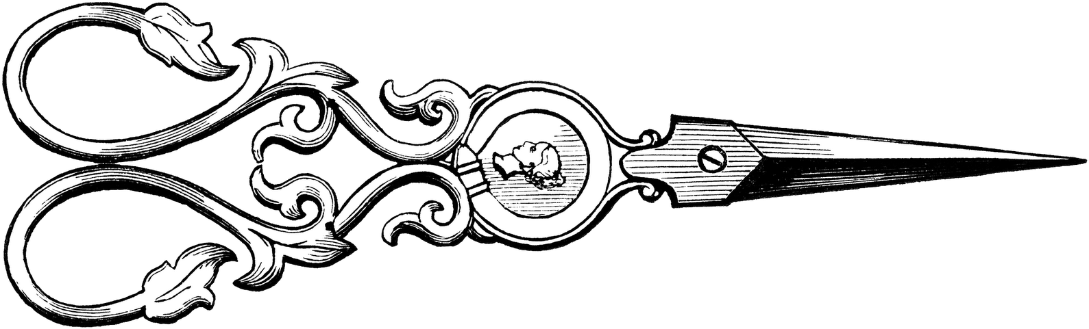 Clipart Transparent Stock Scissors Drawing Transparent - Vintage Scissors Png (1600x492), Png Download
