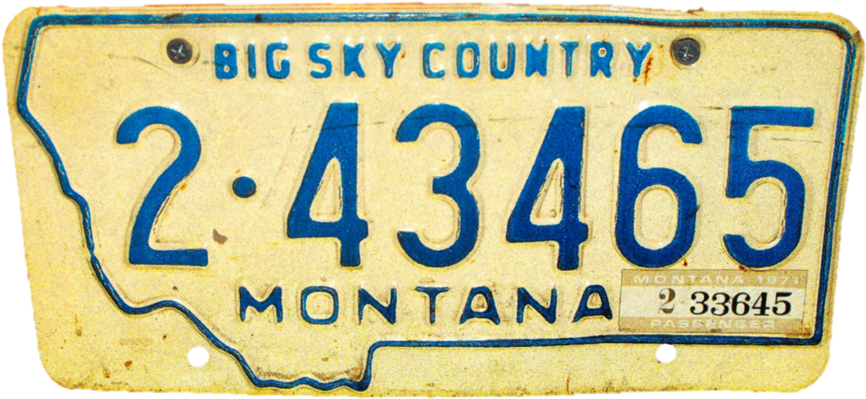 Montana 1971 License Plate - Number (1254x584), Png Download