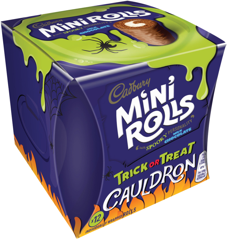 Cadbury 12 Mini Rolls Milk Chocolate Trick Or Treat - Cadbury Mini Rolls Cauldron (800x800), Png Download