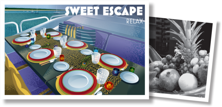 Art Deco Poster Yacht Sweet Escape Dining Relax - Ananas (1000x388), Png Download