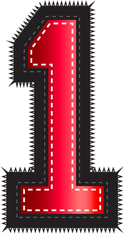 Download Red Sport Style Number One Clipart Png Photo - Style Of Numbers One By One (480x909), Png Download