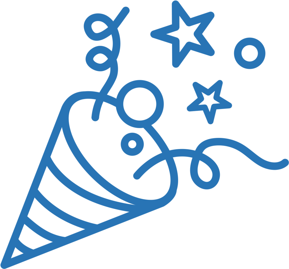 Celebrate Blue - Black And White Confetti Popper Png (1000x1000), Png Download