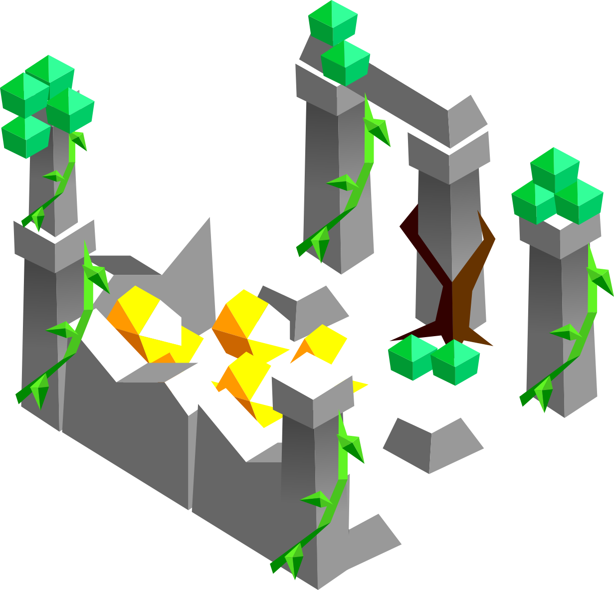 A Ruin - Tree (1231x1183), Png Download