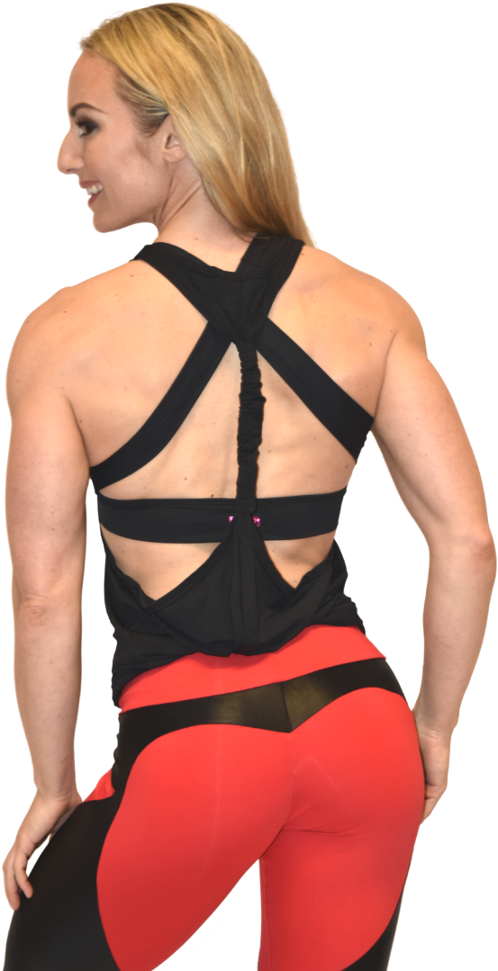 Bfb Activewear Tank Top Trip Black-sexy Workout Top - Tights (733x1100), Png Download