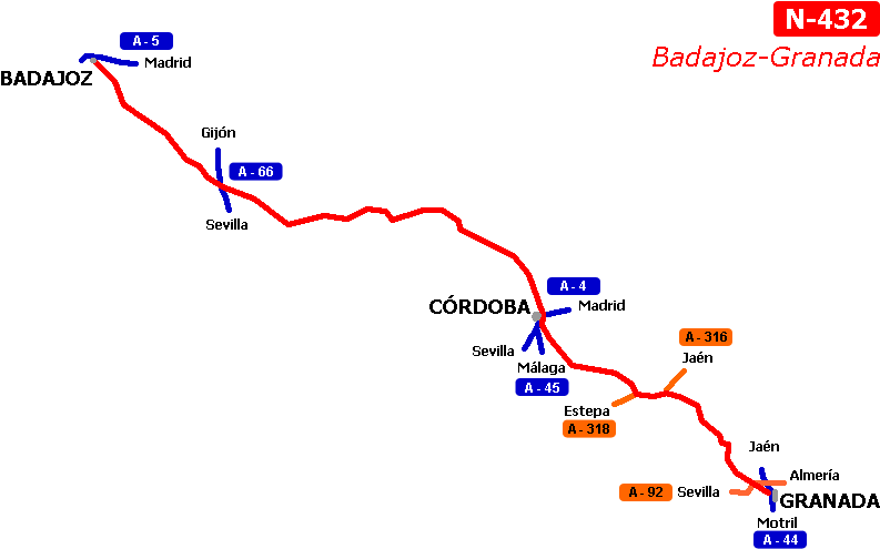 N-432 Rec - Trazado Autovia Badajoz Granada (819x516), Png Download