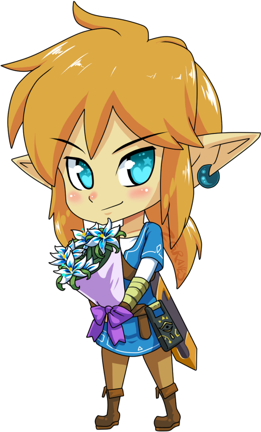 Breath Of The Wild Link - Link And Mipha (590x900), Png Download