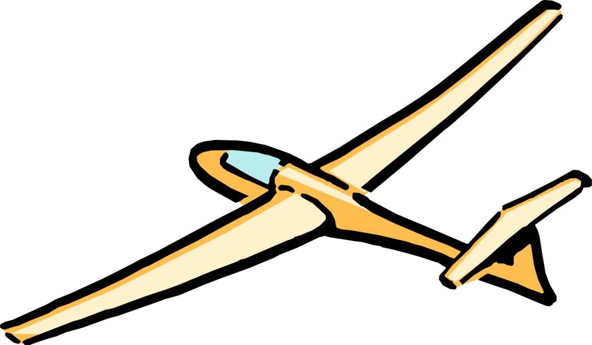 Vector Illustration Of Glider Heavier Than Air Aircraft - Glider Cartoon Png (1199x700), Png Download