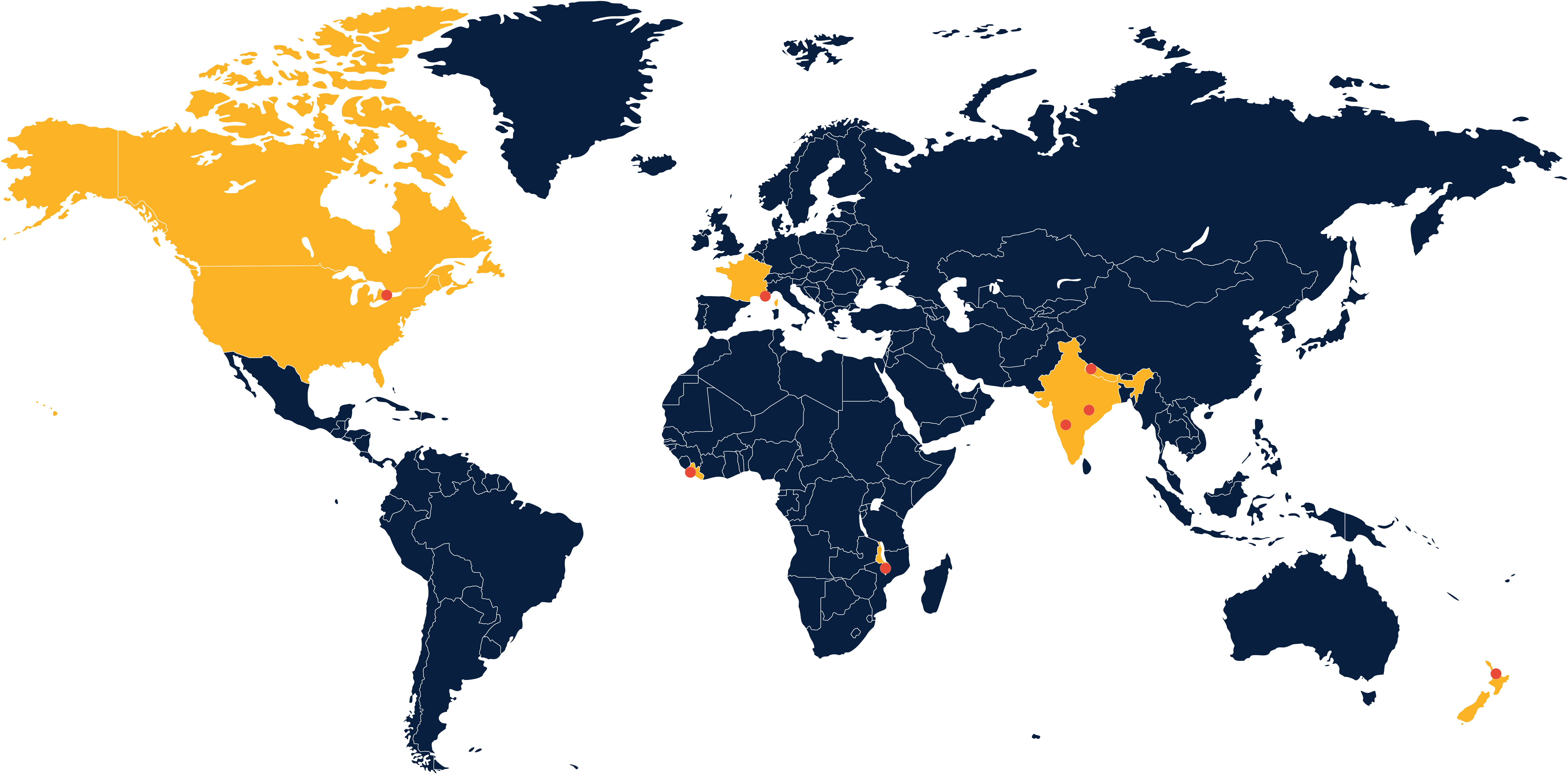 Toronto, Canada Hamilton, New Zealand Valbonne, France - World Map Outline Colored (8333x4167), Png Download