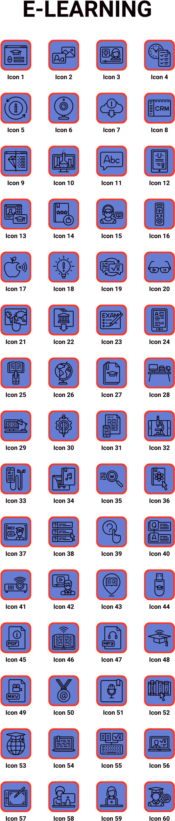E-learning And Education Icons And Elements Animated - Colorfulness (615x2700), Png Download