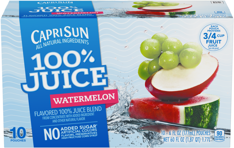 Capri Sun 100% Juice Watermelon - Capri Sun 100 Juice (750x750), Png Download