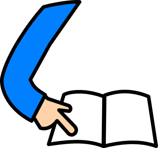 Student Reading Clip Art - Finger On Book Clipart (600x562), Png Download