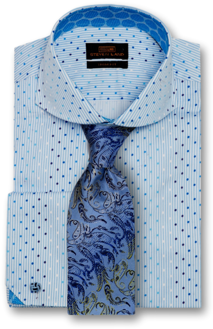 Striped Dot Dress Shirt - Formal Wear (450x698), Png Download