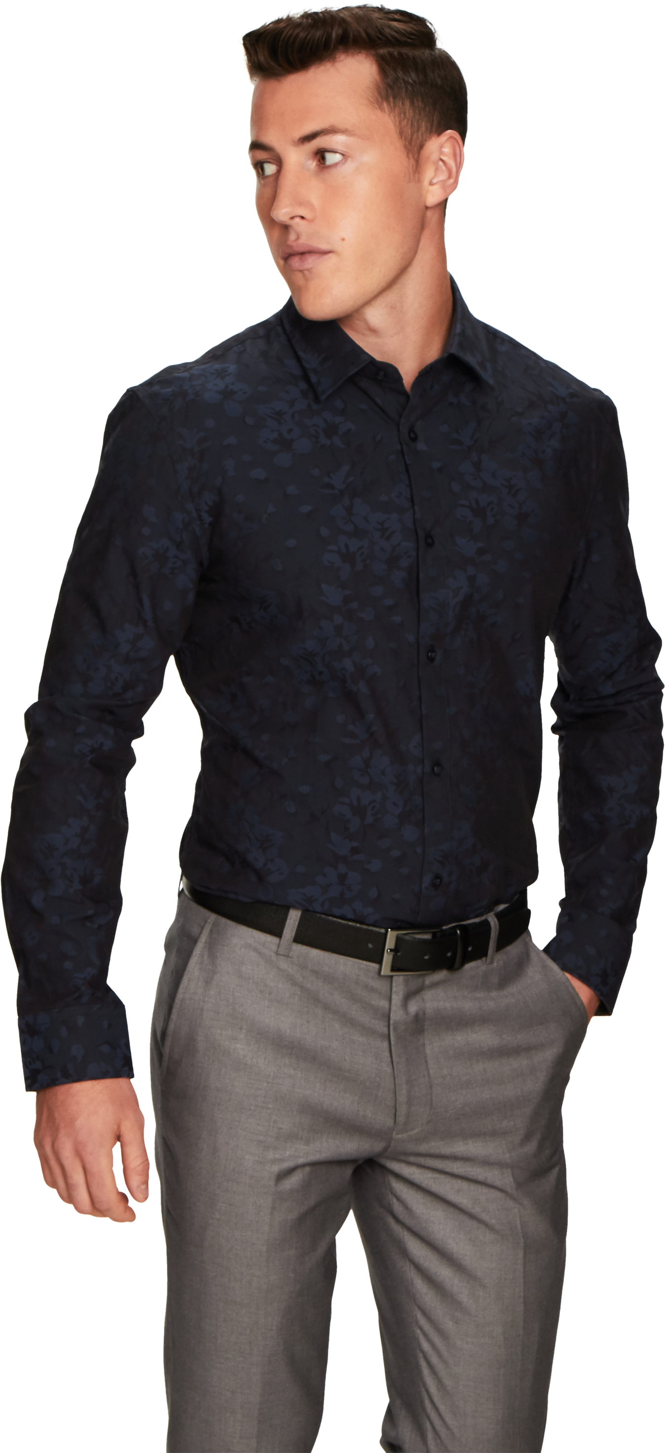 Navy Torque Slim Fit Dress Shirt - Veste De Sport Homme Nike (3000x3000), Png Download