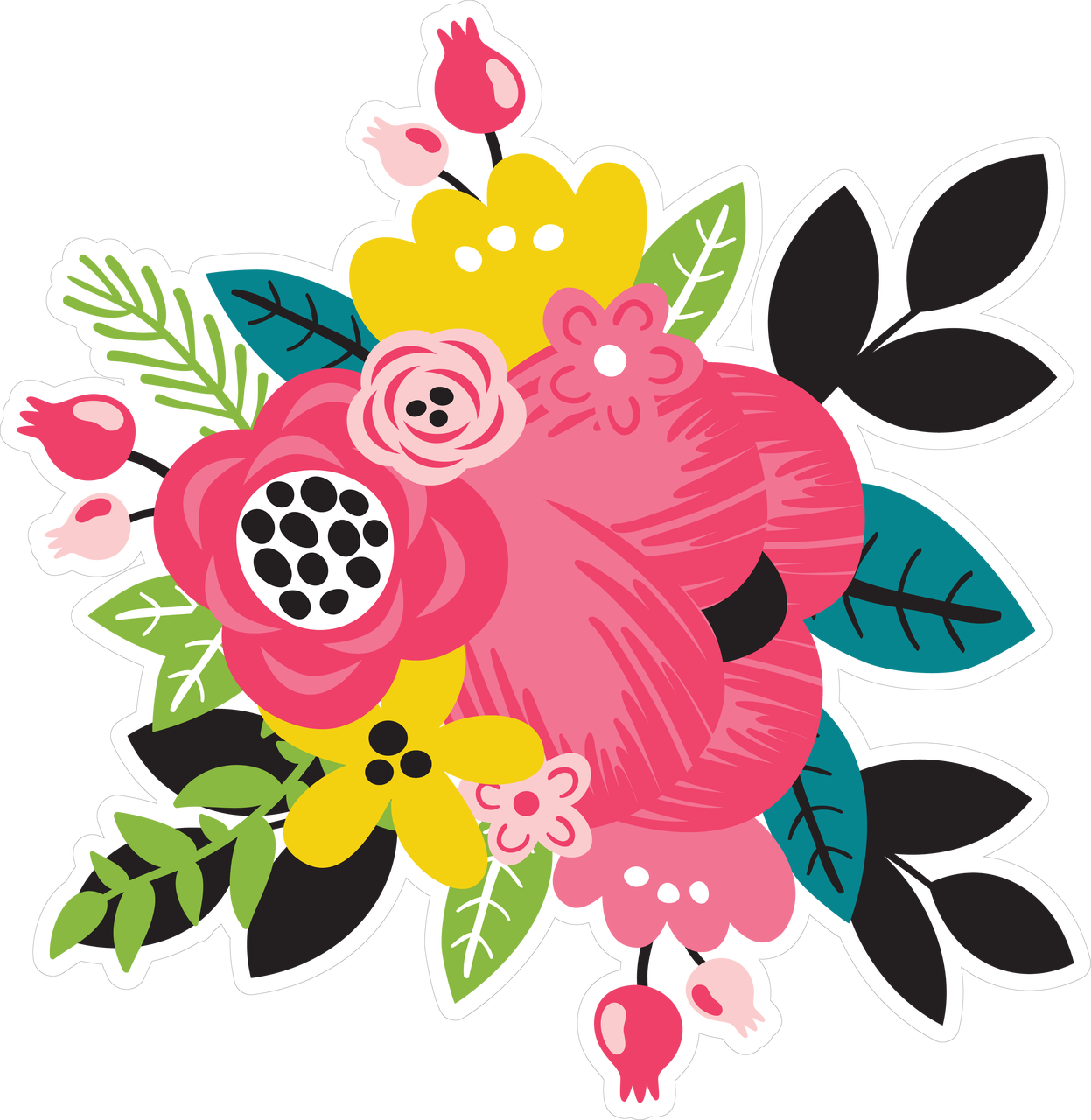 Summer Flower Bundle Print & Cut File (1247x1280), Png Download