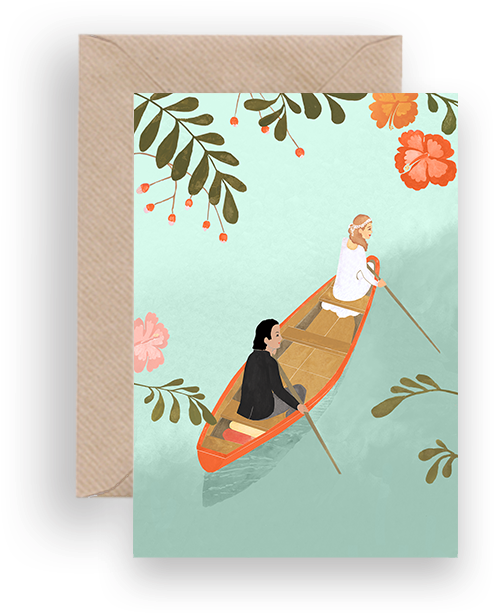 Canoe Wedding Greeting Card - Surfing (662x662), Png Download