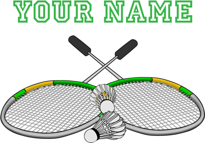 Personalized Badminton Player Crossed Racquets T-s - Soft Tennis (700x700), Png Download