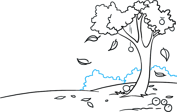 How To Draw Fall Scenery - Illustration (680x678), Png Download