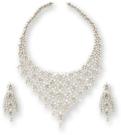 Necklace Set With Faceted Round Diamonds - Necklace (564x564), Png Download