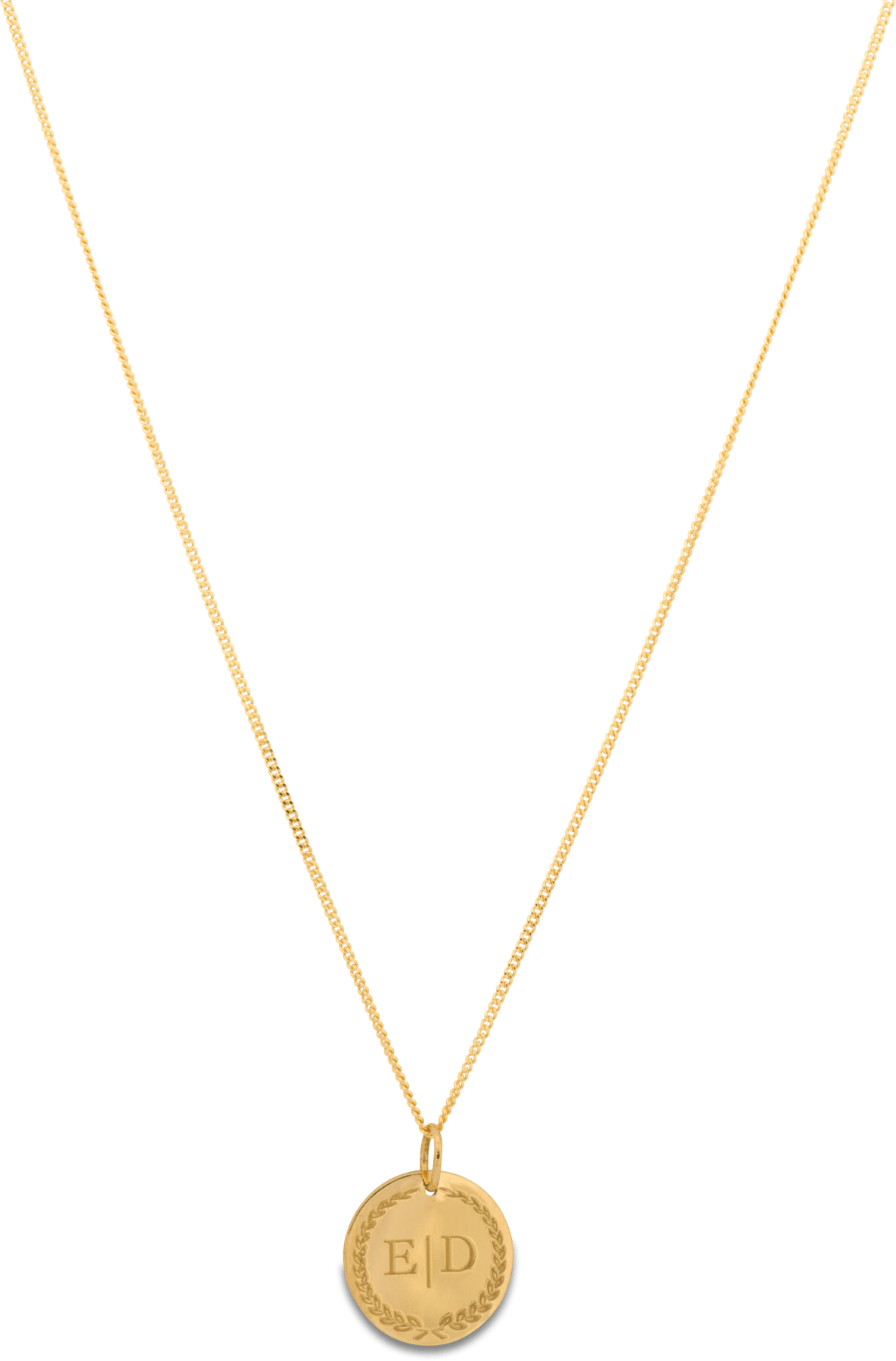 Double Initial Coin Necklace 14crt Gold - Locket (1185x1800), Png Download