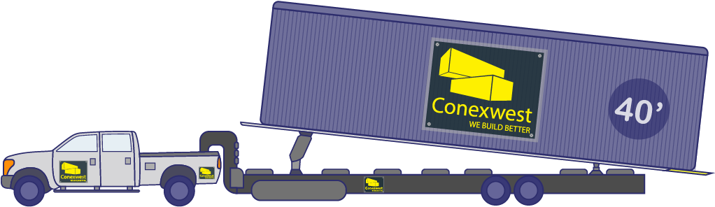 Tilt Bed Container Delivery - Trailer (1189x319), Png Download