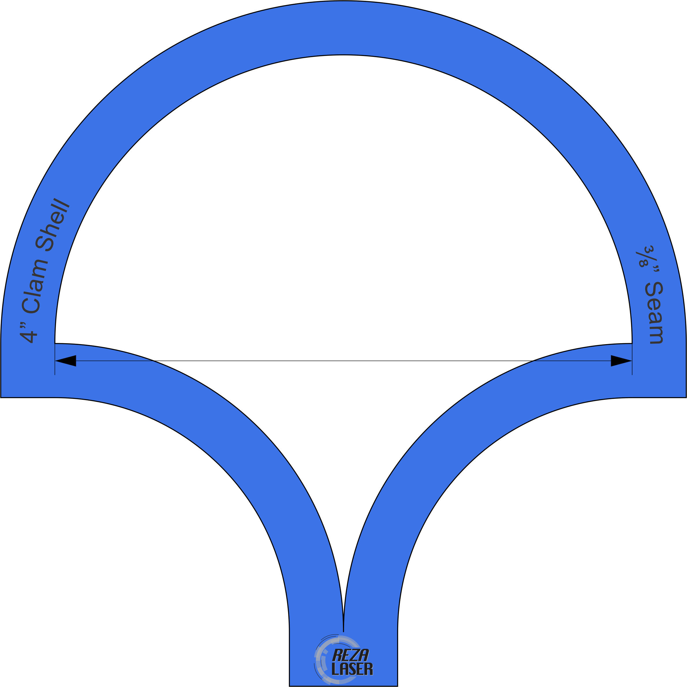 Clam Shell 4″ Inch Acrylic Template I Spy With ⅜” Seam (2380x2380), Png Download
