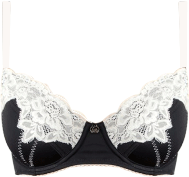 Zig Zag Bra Ivory & Black Braa03 1004black/ivory - Bra Lace Clipart Transparent Png (968x896), Png Download